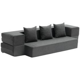 Folding Sofa Bed, 3-in-1 Foldable Couch Bed with 3 Pillows and Washable Cover, 25D High Density Memory Foam Convertible Sleeper Chair Bed