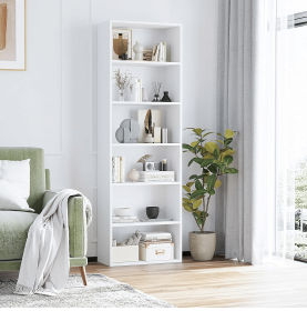 6-Tier Book Shelf, Floor Standing Open Bookcase, Wooden Display Storage Shelves with Anti-Tipping Device, 71" Tall Bookshelf for Bedroom