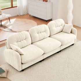 Three-Seate Modular Sectional Couch,Soft Chenille Fabric High-Density Foam,Quilted Pleated Design Ergonomic Design,Elegant Armrests