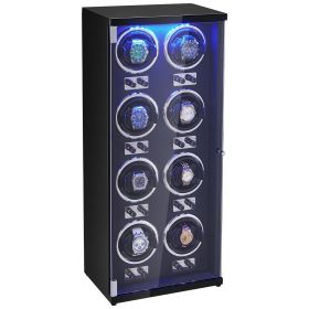 Watch Winder, Watch Winder for 8 Men's and Women's Automatic Watches, with 8 Super Quiet Japanese Mabuchi Motors, Blue LED Light and Adapter