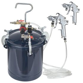 Spray Paint Pressure Pot Tank, 10L/2.5gal Air Paint Pressure Pot, 1.5mm+4mm Two Nozzles Two Spray Paint Guns, 60PSI Max