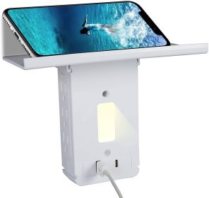 Socket Shelf Outlet-2 Pack Surge Protector Extender Multiple Outlet Wall Plug with USB A+C Ports(3.4A Total), 6 AC Outlets, Removable Outlet Shel