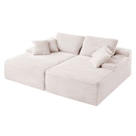 82.7-Inch Oversized Double Chaise Lounge, Corduroy Fabric Sectional Sofa