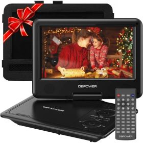 11.5" Portable DVD Player, 5-Hour Built-in Rechargeable Battery, 9" Swivel Screen, Support CD/DVD/SD Card/USB, Remote Control, 1.8 Meter Car Char (Option: Black)