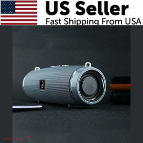 Bluetooth 5.1 Speaker Wireless Waterproof Outdoor Stereo LOUD Bass USB/TF Strap (Speaker Color: Silver)