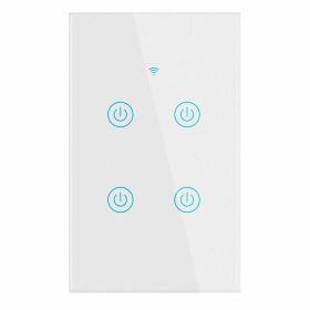 1/2/3/4 Gang WiFi Smart Wall Touch Light Switch Glass Panel For Alexa/Google APP (Style: Wall Switch 4 Gang)